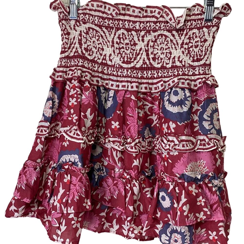 Jennifer Grace High Smocked Waist Skirt Floral Pattern sz Medium